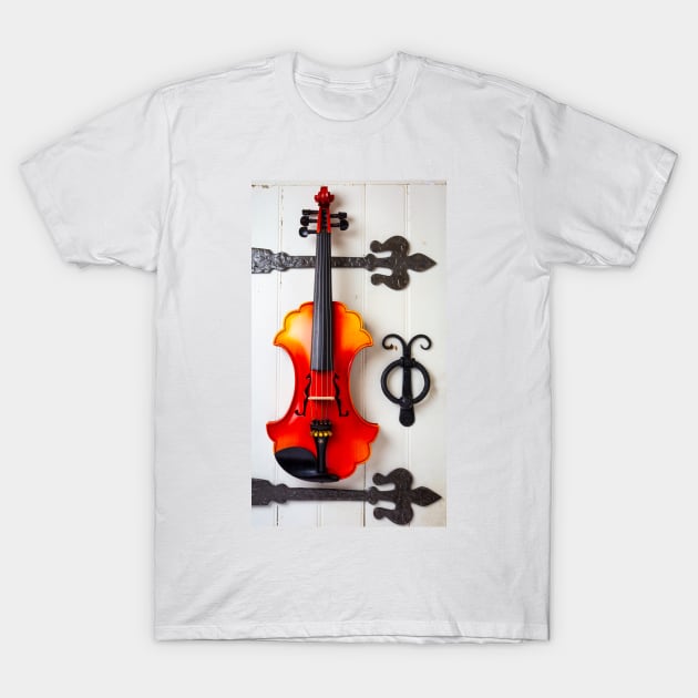 Baroque Violin On White Door T-Shirt by photogarry